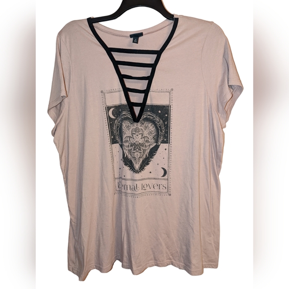 Torrid 3X Deep V Pink T-shirt "Eternal Lovers" - Picture 1 of 7